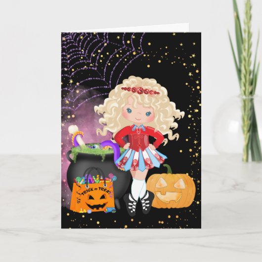 Niedlich Blond Irish Dancer Halloween Feiertagskarte (Vorderseite)