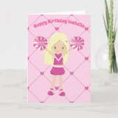 Niedlich Blonde Cheerleader Custom Pink Birthday G Karte (Vorderseite)