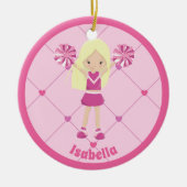 Niedlich Blonde Cheerleader Pink Custom Christmas Keramik Ornament (Vorne)