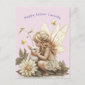 Niedlich Blonde Fairy Osterfest Bunny Rabbit Butte Postkarte (Vorderseite)