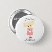 Niedlich Blonde Geburtstagskarte und Welpe Button (Vorne & Hinten)