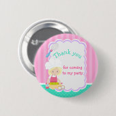 Niedlich Blonde Girl Baking Geburtstagsparty Button (Vorne & Hinten)