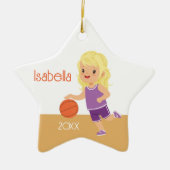 Niedlich Blonde Girl Basketball Keramik Ornament (Vorne)
