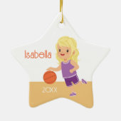 Niedlich Blonde Girl Basketball Keramik Ornament (Hinten)
