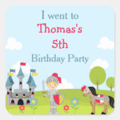 Niedlich Blonde Knight "I went to" Quadratischer Aufkleber (Vorderseite)