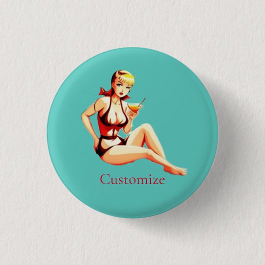 Niedlich Blonde Martini Bikini Girl Thunder_Cove Button (Vorderseite)
