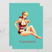 Niedlich Blonde Martini Bikini Girl Thunder_Cove Einladung (Vorne/Hinten)