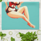 Niedlich Blonde Martini Bikini Girl Thunder_Cove Geschirrtuch (Gefaltet)