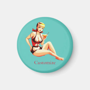 Niedlich Blonde Martini Bikini Girl Thunder_Cove Magnet