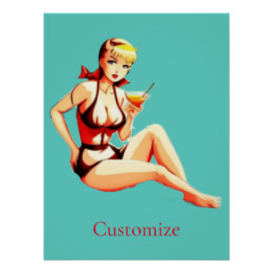 Niedlich Blonde Martini Bikini Girl Thunder_Cove Poster