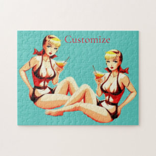 Niedlich Blonde Martini Bikini Girl Thunder_Cove Puzzle