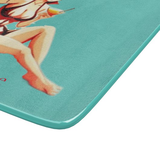 Niedlich Blonde Martini Bikini Girl Thunder_Cove Schneidebrett (Ecke)