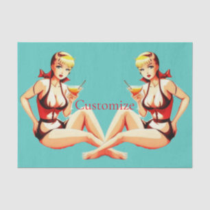 Niedlich Blonde Martini Bikini Girl Thunder_Cove Seidenpapier