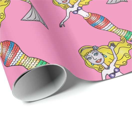 Niedlich Blonde Mermaid Thunder_Cove Geschenkpapier (Rolleneckpunkt)