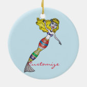 Niedlich Blonde Mermaid Thunder_Cove Keramik Ornam Keramik Ornament (Hinten)