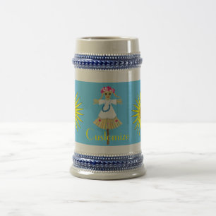 Niedlich Blonde Pigtails Scarecrow Bierglas