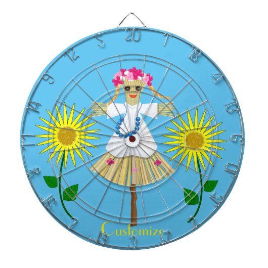 Niedlich Blonde Pigtails Scarecrow Dartscheibe (vorne)
