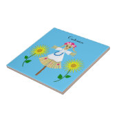 Niedlich Blonde Pigtails Scarecrow Fliese (Seite)