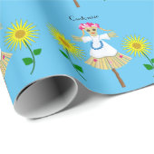 Niedlich Blonde Pigtails Scarecrow Geschenkpapier (Rolleneckpunkt)