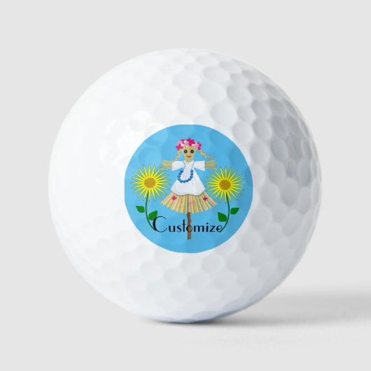 Niedlich Blonde Pigtails Scarecrow Golfball (Vorderseite)