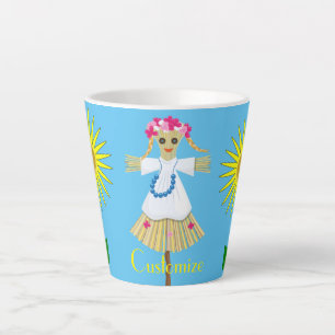 Niedlich Blonde Pigtails Scarecrow Milchtasse
