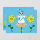 Niedlich Blonde Pigtails Scarecrow Postkarte (Vorne/Hinten)