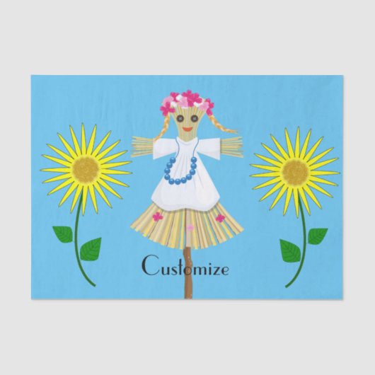 Niedlich Blonde Pigtails Scarecrow Seidenpapier (Vorderseite)