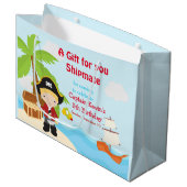 Niedlich Blonde Pirate Boy in Red Birthday Party Große Geschenktüte (Vorderseite Schrägansicht)