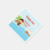 Niedlich Blonde Pirate Girl in Red Birthday Serviette (Ecke)