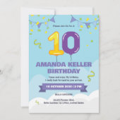 Niedlich Blue 10. Geburtstag Einladung (Vorderseite)