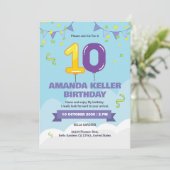 Niedlich Blue 10. Geburtstag Einladung (Stehend Vorderseite)