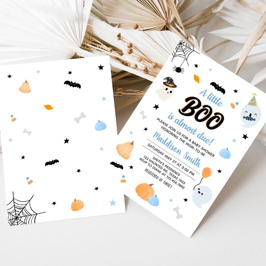 Niedlich Blue A Little Boo Baby Dusche Einladung