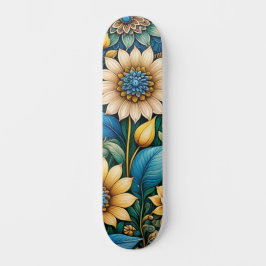 Niedlich Blue Abstrakt Sunflower Design Wide Stree Skateboard