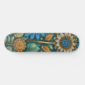 Niedlich Blue Abstrakt Sunflower Design Wide Stree Skateboard (Horizontal)