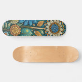 Niedlich Blue Abstrakt Sunflower Design Wide Stree Skateboard (Horizontal)