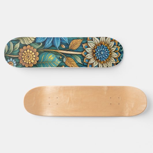 Niedlich Blue Abstrakt Sunflower Design Wide Stree Skateboard (Horizontal)