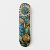 Niedlich Blue Abstrakt Sunflower Design Wide Stree Skateboard (Vorderseite)