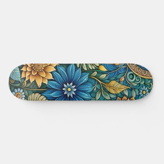 Niedlich Blue Abstrakt Sunflower Design Wide Stree Skateboard (Horizontal)