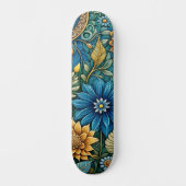 Niedlich Blue Abstrakt Sunflower Design Wide Stree Skateboard (Vorderseite)