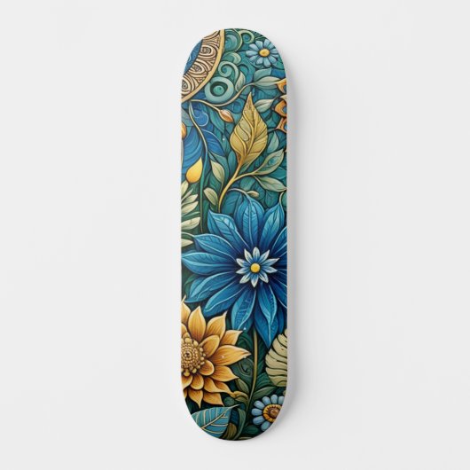 Niedlich Blue Abstrakt Sunflower Design Wide Stree Skateboard (Vorderseite)
