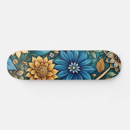 Niedlich Blue Abstrakt Sunflower Design Wide Stree Skateboard (Horizontal)