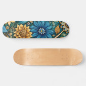 Niedlich Blue Abstrakt Sunflower Design Wide Stree Skateboard (Horizontal)