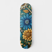 Niedlich Blue Abstrakt Sunflower Design Wide Stree Skateboard (Vorderseite)
