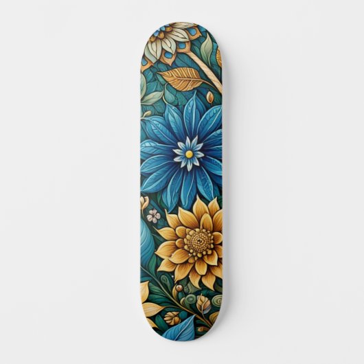 Niedlich Blue Abstrakt Sunflower Design Wide Stree Skateboard (Vorderseite)