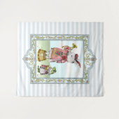 Niedlich Blue Alice im Wunderland White Rabbit Art Wandteppich (Vorderseite (Horizontal))