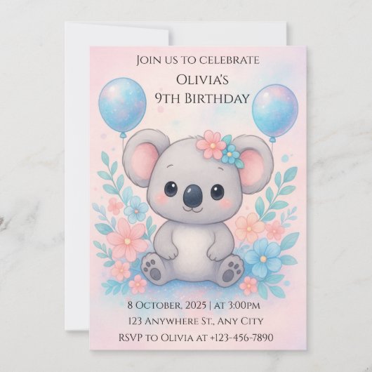 Niedlich Blue Alien Birthday Party Einladung (Vorderseite)