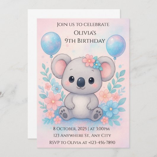 Niedlich Blue Alien Birthday Party Einladung (Vorne/Hinten)