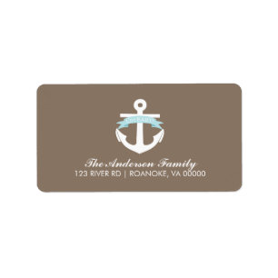 Niedlich Blue Anchor und Ribbon Nautical Baby Dusc Adressaufkleber
