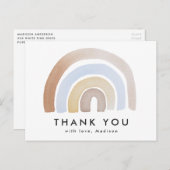 Niedlich Blue and Brown Watercolor Rainbow Vielen Postkarte (Vorne/Hinten)