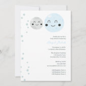 Niedlich Blue and Gray Planets Baby Girl Dusche Einladung (Vorderseite)